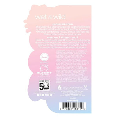 wet n wild Hello Kitty Glossy Lip Stain, Warm Apple Pie Lightly Scented, Nourishing New Glossy Finish Formula, Cruelty-Free & Vegan - So Dreamy