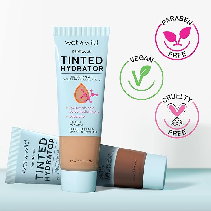 wet n wild Bare Focus Tinted Hydrator Matte Finish, Medium Tan, Oil-Free, Moisturizing Makeup | Hyaluronic Acid | Sheer To Medium Coverage (Pack of 2)