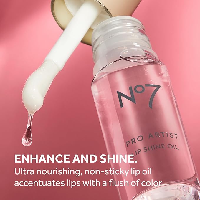 No7 Pro Artist Lip Oil - Hydrating Lip Oil with a High-Shine Finish - Non-Sticky Formula Enriched with Nourishing Ingredients to Improve Lip Hydration - Playful Peach (0.20 fl oz)