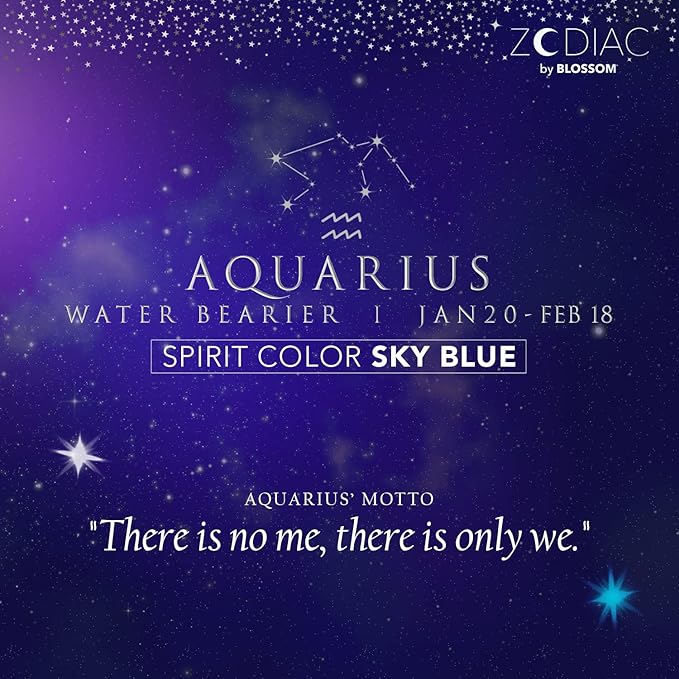 Blossom Lip Gloss Zodiac Sign Vanilla Scented Roll-On Lip Gloss, Moisturizing + Hydrating with Zodiac Crystals, Made in USA, 0.20oz, Aquarius