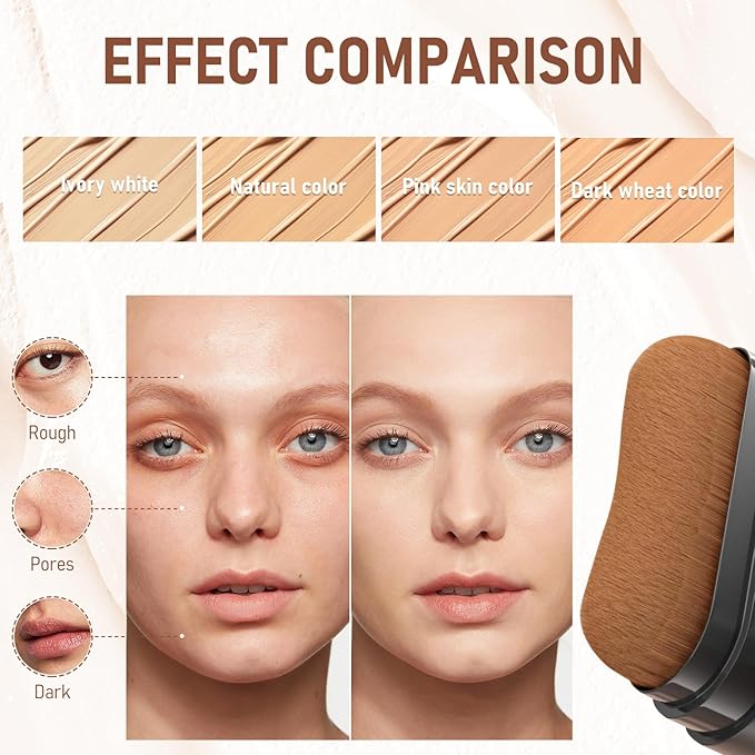 Flawless Eraser Foundation Stick,Korean Hydrating Lightweight Foundation Stick with Brush,Multi-Use Foundation Stick Makeup, Waterproof Thin and Cover Blemishes for All Skin Types (deep wheat, 05)