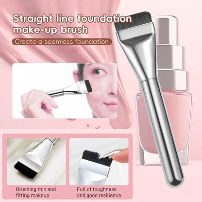 Makeup Mixing Palette with Foundation Brush and Spatula, Stainless Steel Makeup Palette Tray Mixer Nail Art Mixing Tray