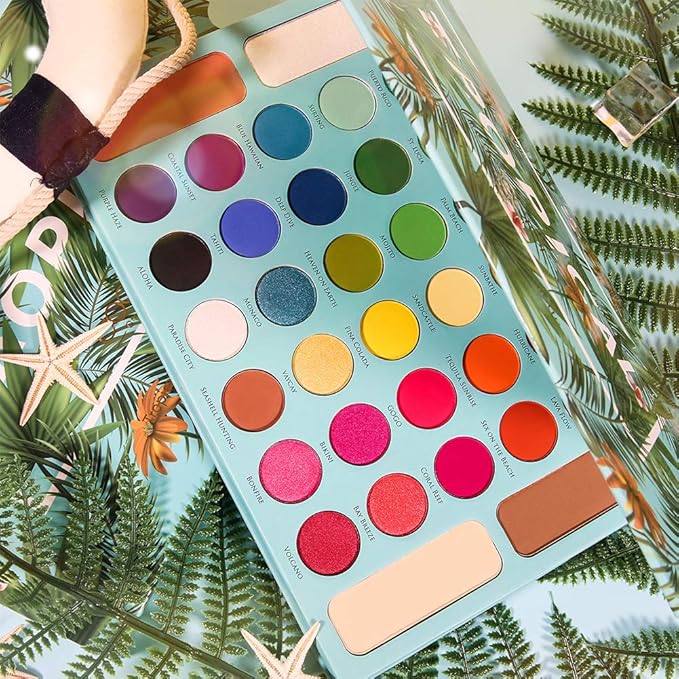 docolor Eyeshadow Palette Shimmer Matte Highly Pigmented Eye Shadow Natural Warm Glitter Long Lasting Waterproof, Professional Contour & Highlight Powder Tropical Makeup Palette (34 Color)