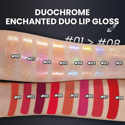 CHARMACY Multichrome Double Head Non-Stick Lip Gloss, Metallic Colourful Lip Glaze, Anti-transfer, Long Lasting Waterproof Liquid Lipstick Makeup (#06)