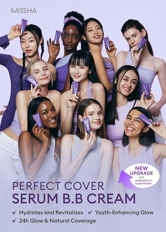 MISSHA M PERFECT COVER SERUM BB CREAM No.41 Medium Tan- Tan/Deep with Warm Undertone, Skin Tint, Tinted Moisturizer, Skin Care Foundation Makeup, Superfood Complex,Glass Skin, Korean Makeup,1.18 Fl oz