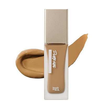 TOUCH IN SOL Pretty Filter Perfect Finish Foundation for Flawless, Natural Look -Lightweight and Full-Coverage Matte Base for All Skin Types -Face Makeup with Natural Ingredients, 1.18 fl.oz. (#4 Tan)
