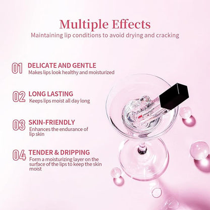 Lip Serum, Moisturizing Hydrating, Long Lasting Revitalizing, Lip Serum Oil with Organic Matter, Lightweight Texture, for Youthful and Radiant Look, Makeup Cosmetic
