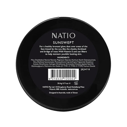 Australia Mineral Pressed Powder Bronzer - Warm Toned, Medium Shade Bronzer Powder - Shimmery Finish - Vegan - Sunswept - 0.7 oz