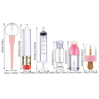 30 Pieces Empty Lip Gloss Tubes Tool Set, Include 25 Pencil Ice Cream Lollipop Bottle Candy Shaped Empty Lip Gloss Bottle Refillable Lip Balm Containers and 5 Plastic Funnels for Women Girls DIY