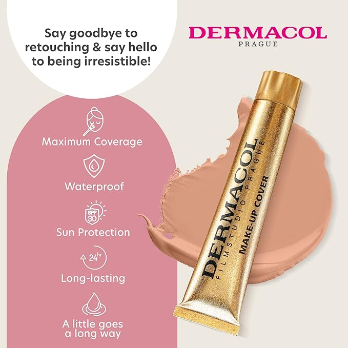 Dermacol - Full Coverage Foundation, Liquid Makeup Matte Foundation with SPF 30, Waterproof Foundation for Oily Skin, Acne, & Under Eye Bags, Long-Lasting Makeup Products, 30g, Shade 213