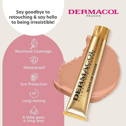 Dermacol - Full Coverage Foundation, Liquid Makeup Matte Foundation with SPF 30, Waterproof Foundation for Oily Skin, Acne, & Under Eye Bags, Long-Lasting Makeup Products, 30g, Shade 213