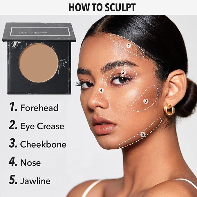 Matte Grey Contour Palette with Included Makeup Brush - Cool Toned, Ultra-Blendable, Face Sculpting Makeup for Light Skin Tones