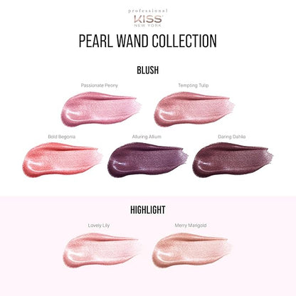 Professional Pearl Liquid Highlighter Beauty Wand, Radiant Glow for Cheek Eye & Lip, Non-Greasy Hydration Lightweight with Sponge-Tip Applicator (Merry Marigold)