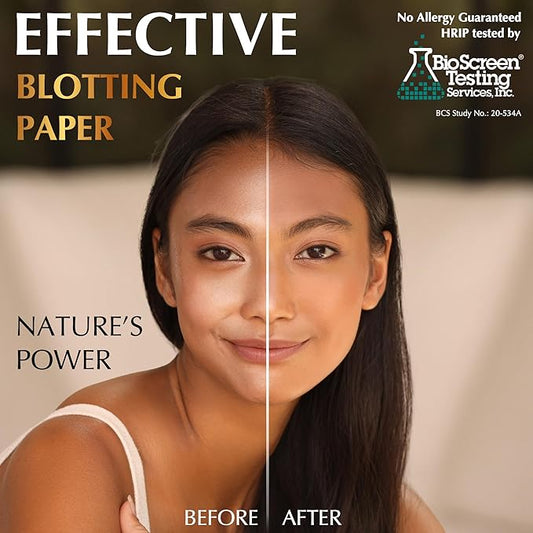 Natural Oil Blotting Sheets for Face with Bamboo Charcoal - 25% Larger - 6pk/600 Makeup Friendly Blotting Papers - Easy Dispensing Oil Absorbing Sheets for Face