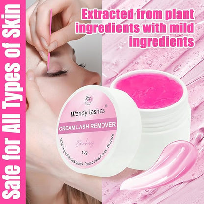 Eyelash Glue Remover for Lash Extensions: for DIY and Lash Artists, Wendy, 10ml Cream, Effectively, Low Irritation, Pink, Strawberry Flavored
