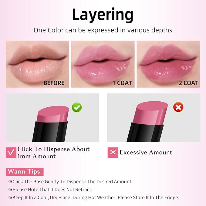 KIMUSE Lip Plumper, Hydrating Korean Lip Gloss, Click Tinted Lip Balm Solid Lipstick for Plumps & Moisturizes, Long-wearing All-in-one Lip Plumping, Gloss, Balm