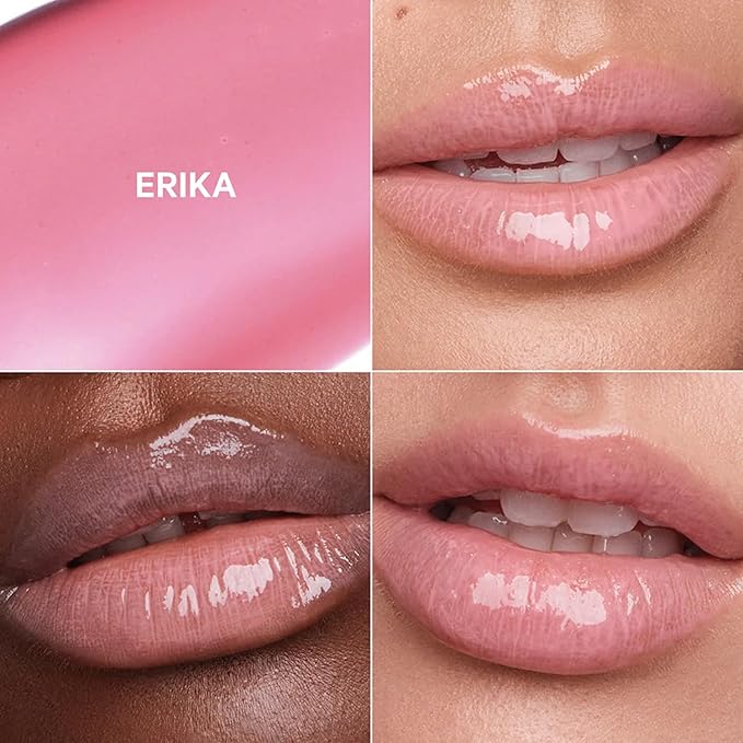 Kevyn Aucoin Celestial Lip Gloss, Erika (creamy semi-sheer pink): Light reflecting shine & sheer. Precision makeup artist applicator. Hydrating, non-stick formula. Multi-dimensional 3D plumping effect
