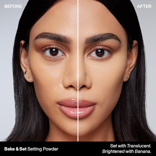 Morphe Bake & Set Setting Powder - Lightweight, Talc-Free Finishing Powder for Face Makeup with a Soft, Natural Finish - Minimizes Shine for Up to 24HR - Banana (0.31 oz)