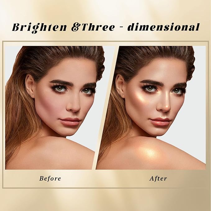 Multichrome Face Highlighter Palette Makeup, Blendable Shimmer High Glossy Natural Glow Highlighter Facial Illuminator Palette, Long Lasting Sparkling Baked Powder Highlighter Blush Makeup