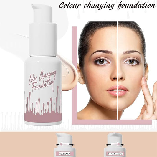 Color Changing Foundation, Base Nude Face Liquid Cover Concealer, Flawless Full Coverage Natural Color Face Primer Base Makeup, Waterproof And Sweatproof, Non-greasy, Non-marking, Long Lasting