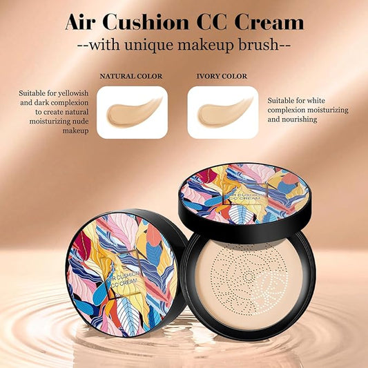 Indicativet Mushroom Head Air Cushion CC Cream, Air Cushion CC Cream Mushroom Head, Indicativet Foundation BB Cream Face Make Up, Long Lasting Matte Moisturizing Concealer (Natural, 1Pcs)