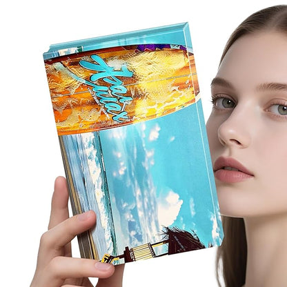 Magnetic Makeup Palette DIY Empty Eyeshadow Lipstick Palette with Mirror 3D Finish Surface Paper Makeup Organizer (Summer Day)