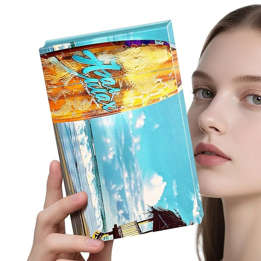 Magnetic Makeup Palette DIY Empty Eyeshadow Lipstick Palette with Mirror 3D Finish Surface Paper Makeup Organizer (Summer Day)