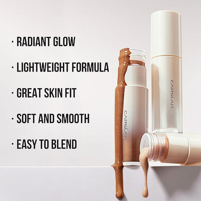 Soft Focus Makeup Powder Waterproof Oil Control Setting Powder 01 and 3D Liquid Highlighter 01, Face Cosmetics Kit, 2Pcs