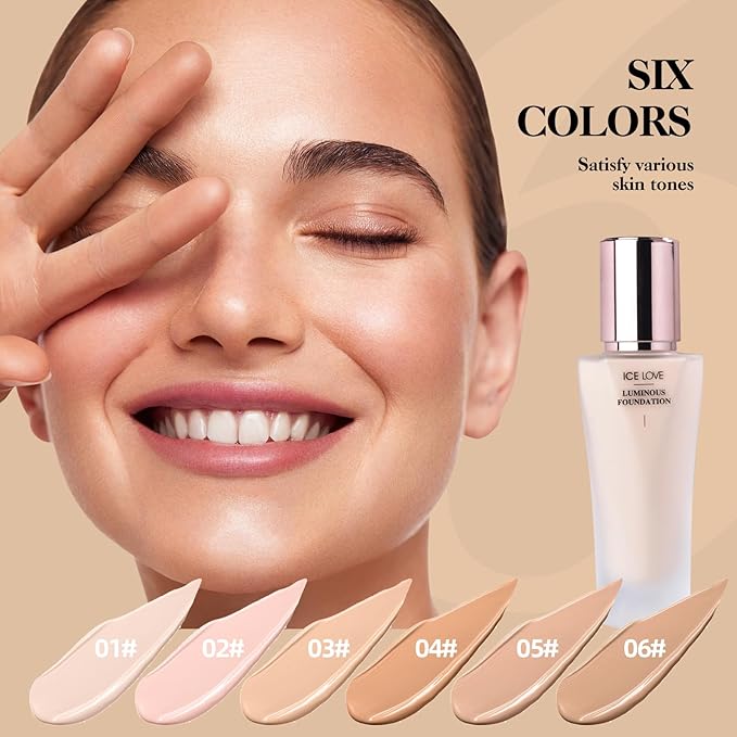 LAMUSELAND Liquid Foundation Makeup, Matte Full Coverage Hydrating Foundation Concealer, Color Correcting Moisturizing Face Makeup for All Skin (Rose Blush, Large)