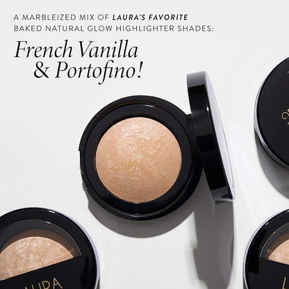 LAURA GELLER NEW YORK Baked Marbleized Highlighter, Prosecco - Radiance Enhancing Makeup - Powder Highlighter Face Makeup