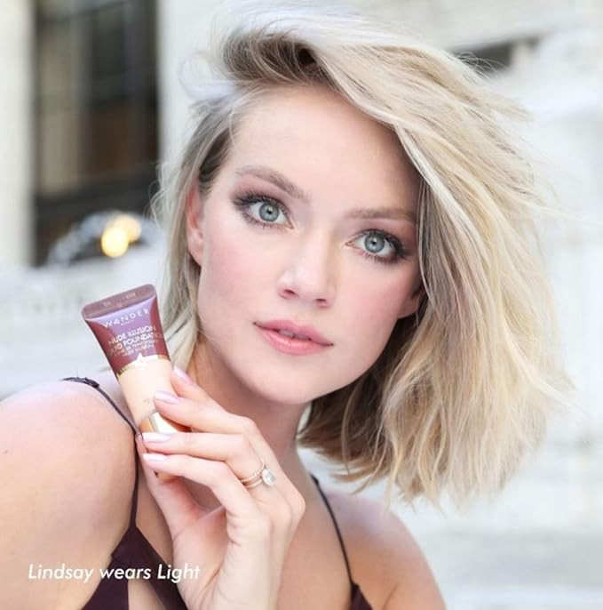 Wander Beauty Liquid Foundation - Fair Light, 20-Inch Tube, Medium to Full Coverage, Vitamin-Rich with Passiflora, Black Currant, Sodium Hyaluronate, Lotus, Gotu Kola, Niacinamide