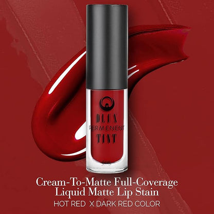 Cream-To-Matte Full-Coverage Liquid Matte Lip Stain, Lipstick, Long Lasting, Waterproof Cosmetics, Velvety Texture, Smudge-Resistant, Super Stay, Signature Intense Color 0.16 oz