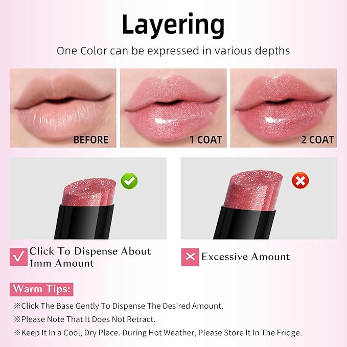 KIMUSE Lip Plumper, Hydrating Korean Lip Gloss, Click Tinted Lip Balm Solid Lipstick for Plumps & Moisturizes, Long-wearing All-in-one Lip Plumping, Gloss, Balm