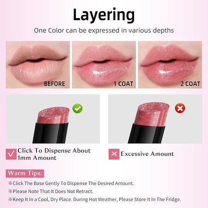 KIMUSE Lip Plumper, Hydrating Korean Lip Gloss, Click Tinted Lip Balm Solid Lipstick for Plumps & Moisturizes, Long-wearing All-in-one Lip Plumping, Gloss, Balm