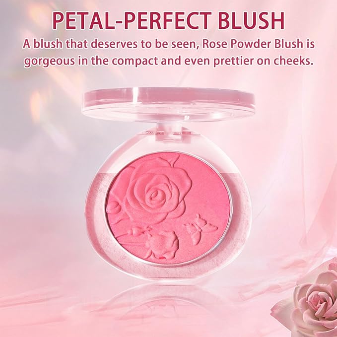 Blush Makeup,Rose Pattern Tint Blush, Lasting Moisturising,Natural shine，Waterproof, Gradual Blush