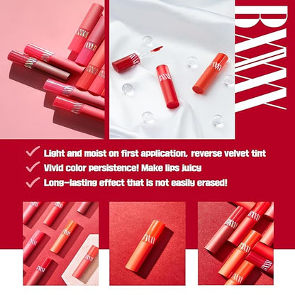 Long-lasting Lip Tint Lip Stain Lip Gloss-Hydrating, Calming, Nourishing and Vivid water tint 0.11 oz (5 colors) (Raspberry ade)