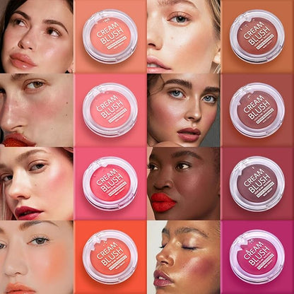 MAEPEOR Cream Face Blush 8 Color Lightweight Smooth Natural Look Matte Face Blush Long-Lasting Buildable Blusher for Cheeks (103 Strawberry)