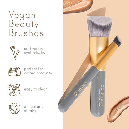 organic, natural, makeup Carlucce Beauty Duo - Umpteen 3-in-1 Cream Color Palette & Hush-Hush Contour Brush - High-Pigment Vegan & Cruelty-Free Makeup - Lips, Cheeks, Eye Base - Made in USA