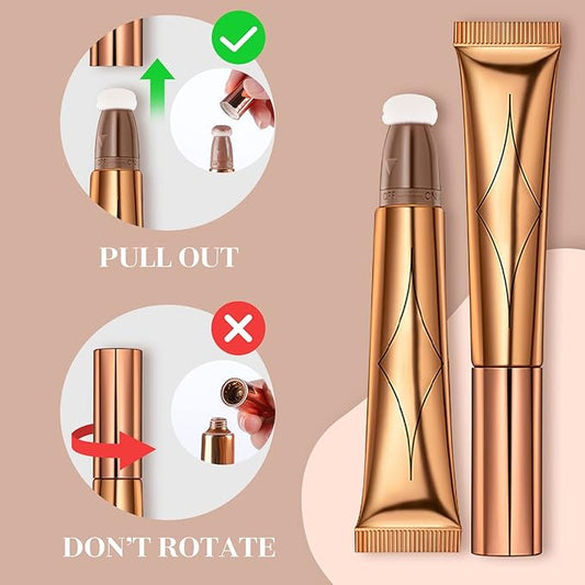 Highlighter Beauty Wand, Liquid Face Highlighter Stick with Cushion Applicator, Long Lasting Smooth Natural Matte Finish, Lightweight Blendable Super Silky Cream Highlighter Stick (04#
