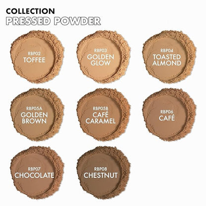 Ruby Kisses No More Blemish Face Powder with Salicylic Acid Korean Makeup Matte Finish Full Coverage Pressed Powder (Chocolate)