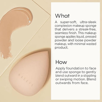 HALEYS Full-Coverage Concealer Set (Medium-Warm): Re-wind Blurring Full Coverage Concealer, Brighten, Reduce dark circles and fine lines, Longwear, Lightweight, Re-mix Makeup Sponge, Smooths