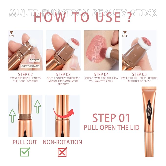 Contour Beauty Wand, Soft Liquid Contour Stick with Cushion Applicator, Silky Cream Contour Stick Natural Matte Finish, Face Contour Makeup for Women, Lightweight Breathable (06# Contour Stick)