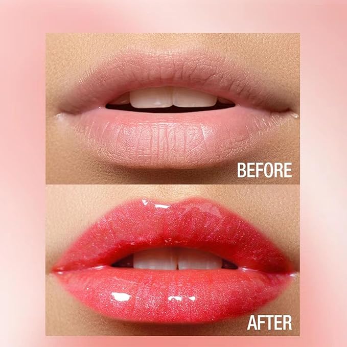 2 in 1 Nude Pink Shimmer lip gloss Lip Plumper Gloss Tinted Glitter Lipgloss Lipstick Moisturizing High Shine And Vegan Plumping Lip Gloss For Women Girls Long-Lasting Dry Lip Care (08#)