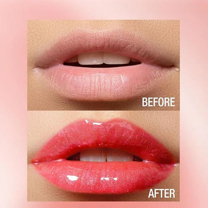 2 in 1 Brown Lip Gloss Lip Plumper Gloss Tinted Glitter Shimmer Lipgloss lip oil Lipstick Moisturizing High Shine And Vegan Plumping Lip Gloss For Women Girls Long-Lasting Dry Lip Care base 03 #