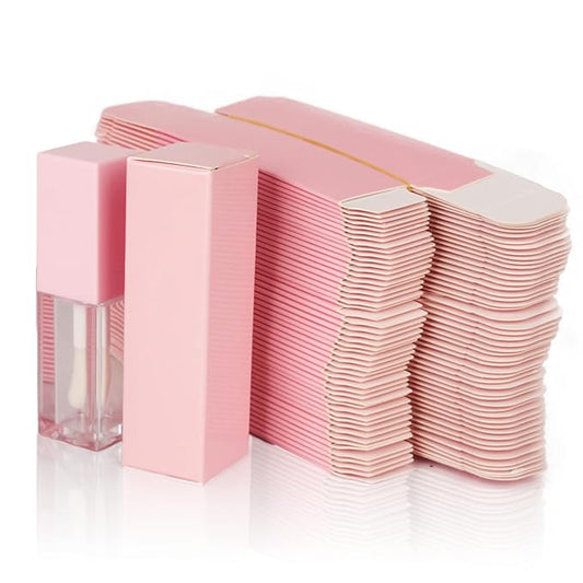 25pcs 25 * 25 * 86mm Craft paper box for lip gloss 350gms lipstick packing box for lipgloss tubes(pink paper box 25pcs) (Pink)