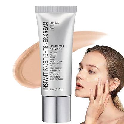Face Tightener No-Filter Primer, Instant Face Tightener Primer, Skin Tightener Primer Face Makeup, Face Blurring Primer for Face Evens Skin Tone, Create Natural Look for All Skin Types