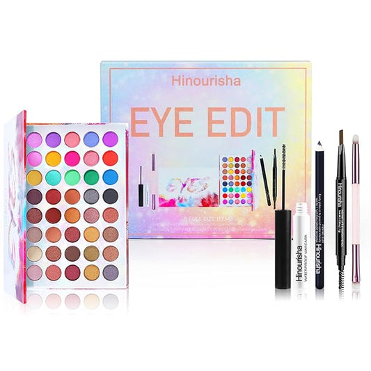 Eyeshadow Palette for Women, Teenage Full Eye Makeup Kit, Makeup Gift Set for Girls, Eye color Essential Include 40 colors Eye Shadow Palette Eyeliner, Mascara, Eyebrow Pencil and Brush