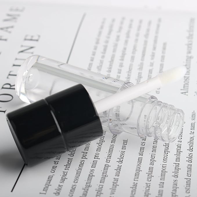 COSIDEA 20pcs Round 4ml 0.13oz Black Empty lip gloss tubes with wand Lipgloss tube containers for lip oil packing