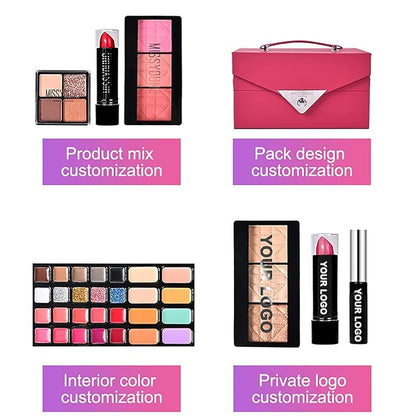 Makeup Kit, Professional Makeup Palette Travel Makeup Case with Eyeshadow Lipstick Concealer Lip Gloss Eyeliner Mascara Contour Bronzer Powder, Makeup Sets for Women Girl