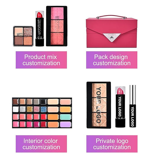 Makeup Kit, Professional Makeup Palette Travel Makeup Case with Eyeshadow Lipstick Concealer Lip Gloss Eyeliner Mascara Contour Bronzer Powder, Makeup Sets for Women Girl